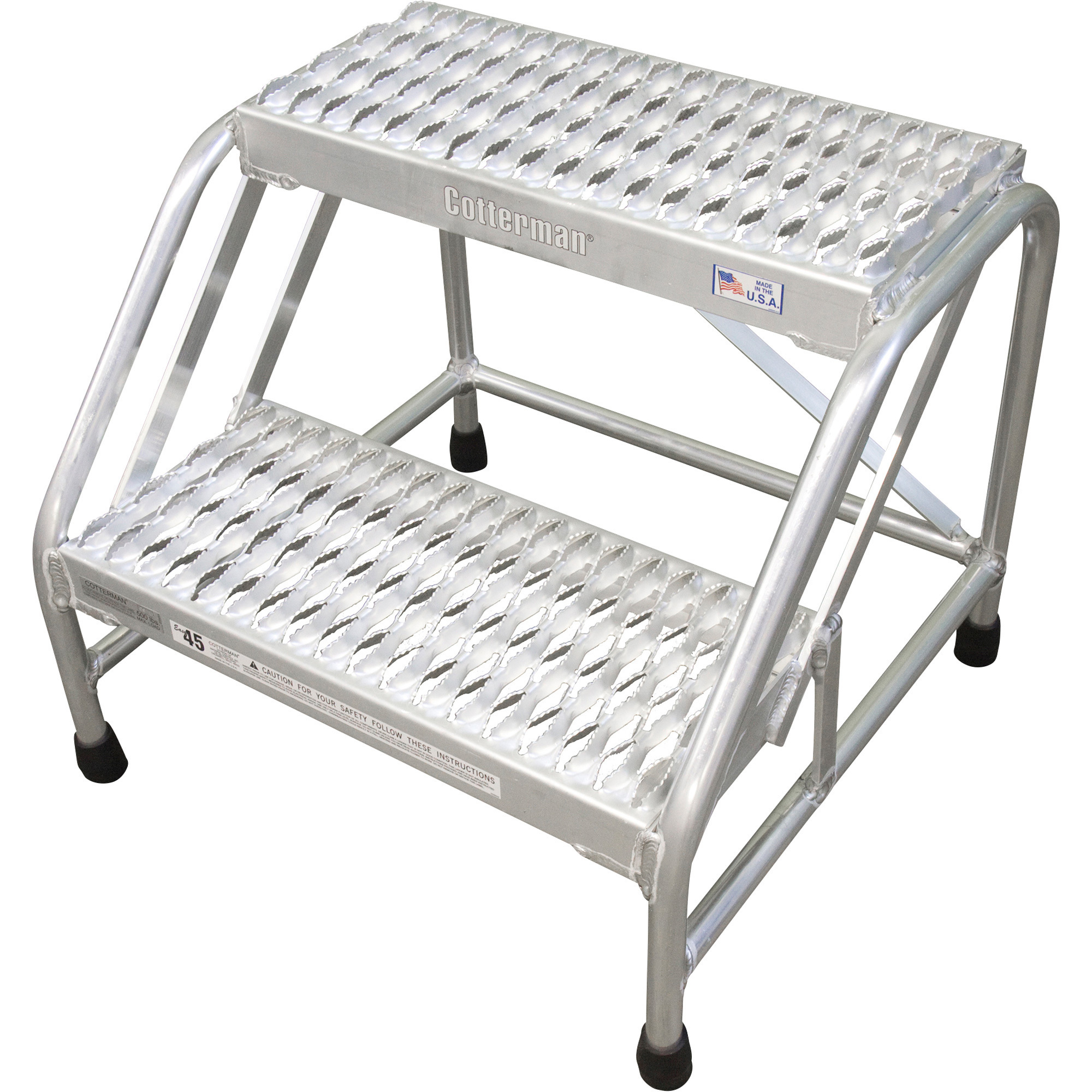 Cotterman Aluminum Step Stand, 2 Steps, 500-Lb. Capacity, 20in.H, Model# 1802N2626A3E10B1P6